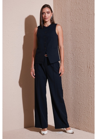 Lela Wide Leg Yüksek Bel Geniş Paça Palazzo Bayan Pantolon 65271262 Lacivert
