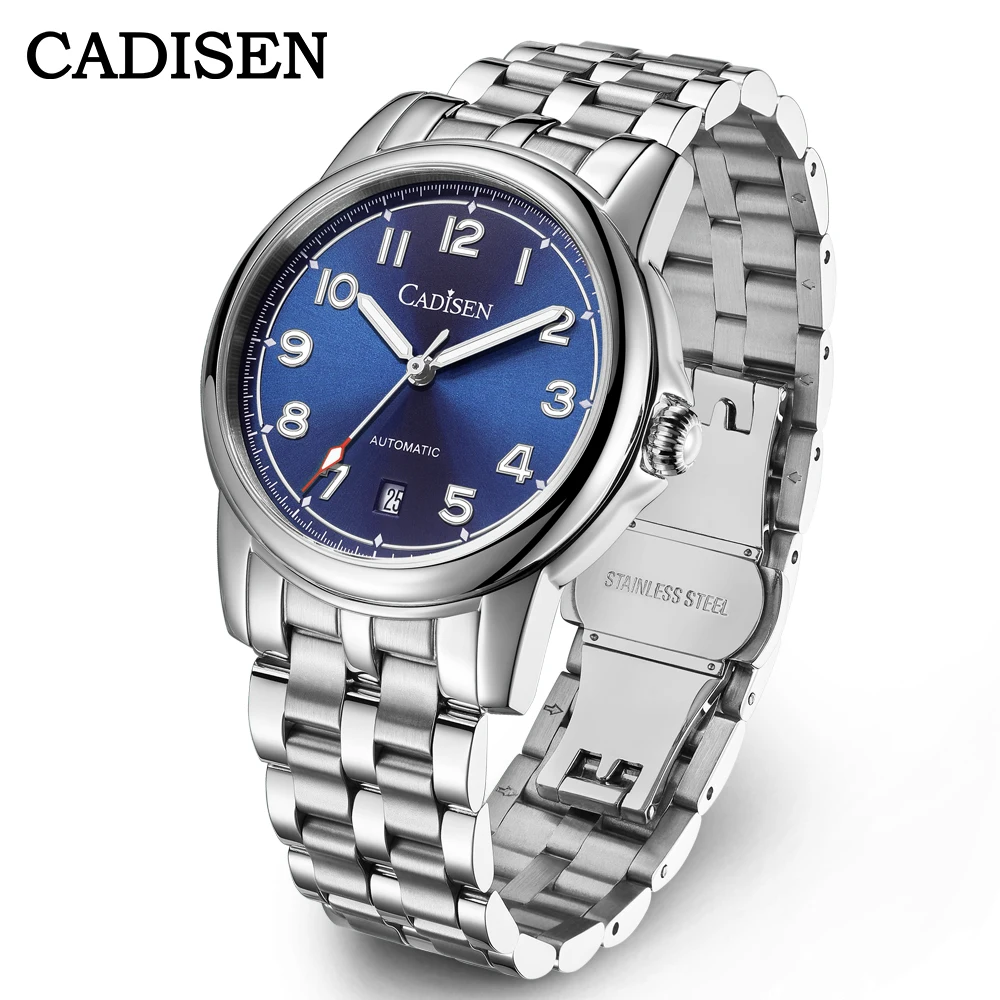 Cadisen C8235 Otomatik Erkek Kol Saati Safir Kristal Cam Miyota Mekanizma - Mavi Gümüş