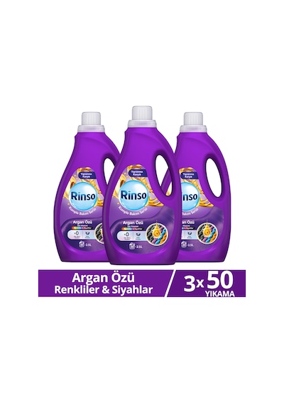 Rinso Sıvı Çamaşır Deterjanı Komple Bakım Serisi Argan Özü Renkliler Ve Siyahlar Için 2.5 L X3 Diğer