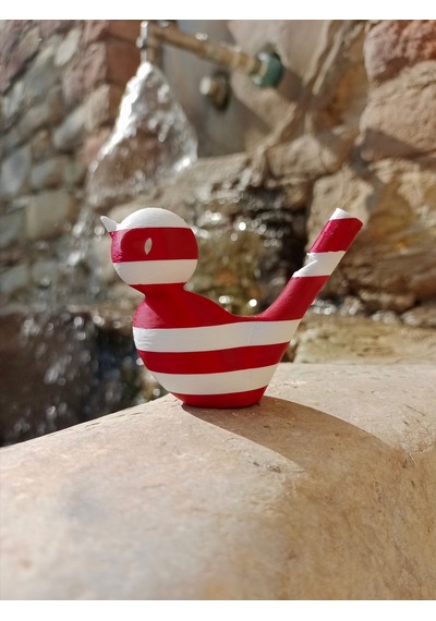 Kırmızı Beyaz Kuş Sesi Sulu Düdük - 3d Baskı Yerli Üretim Kırmızı