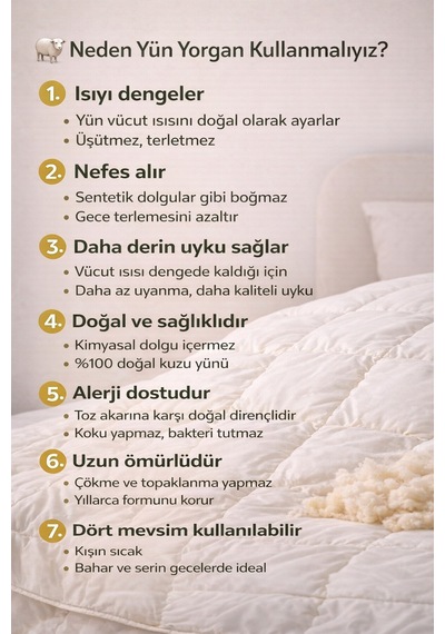 Conzaliza %100 Doğal Yün Yorgan Bej