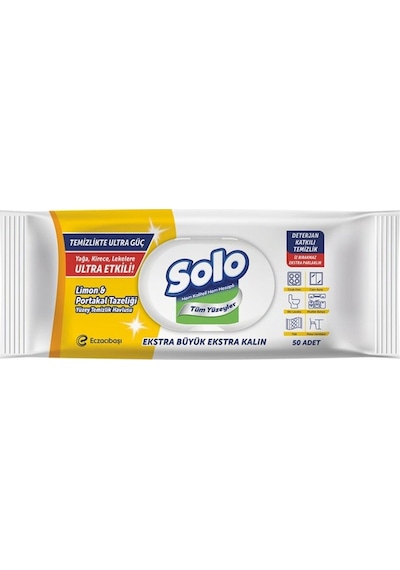 Solo Ultra Güç Limon & Portakal Yüzey Temizleme Mendili 100 Yaprak