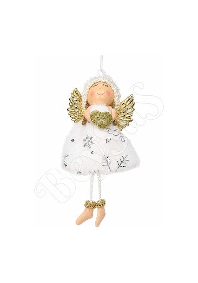 Yılbaşı Kar Meleği Gold Kalp Desenli 13 Cm