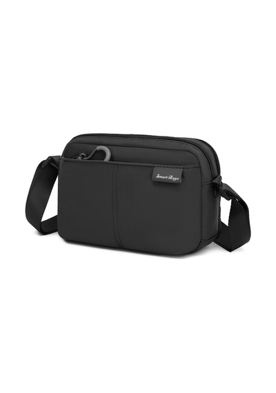 Smart Bags Siyah Hafif Kumaş Çok Cepli Küçük Boy Günlük Kadın Çapraz Çanta