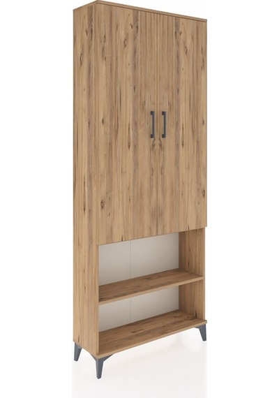 Arges Dolap 3 Raflı 2 Kapaklı Tek Askılı 88x30x221 Çam-çam Çam