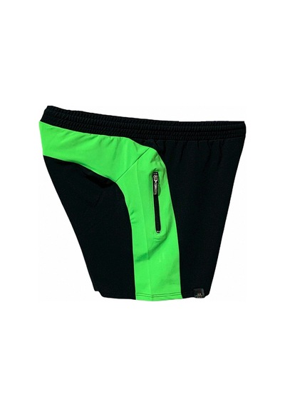 Erkek Siyah Neon Oranj Parçalı Baskılı Astarsız Cepli Spor Koşu Y
