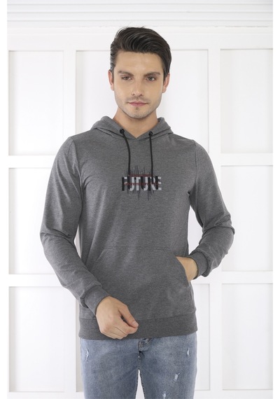 Escetic Spor Erkek G3 Melanj Cepli, Kapüşonlu Sweatshirt-4168