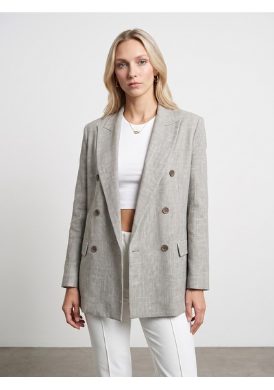 DİLVİN 60811 Keten Karışımlı Blazer Ceket-taş