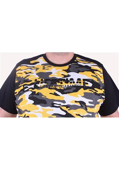 Starbattal Büyük Beden Shoulder Line Camouflage Erkek Tişört 23147 Hardal - Unisex Hardal