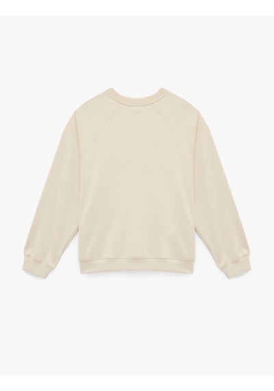 Koton Scuba Kumaş Uzun Kollu Bisiklet Yaka Basic Sweatshirt Bej 6wak10201ek Ekru