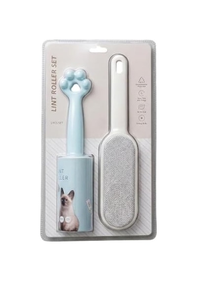 Tüy Toplama Seti 2 Li 60 Yaprak Yapışkanlı Rulo + Kumaş Tüy Temizleme Fırçası Kedi Köpek Tüy Toplayıcı