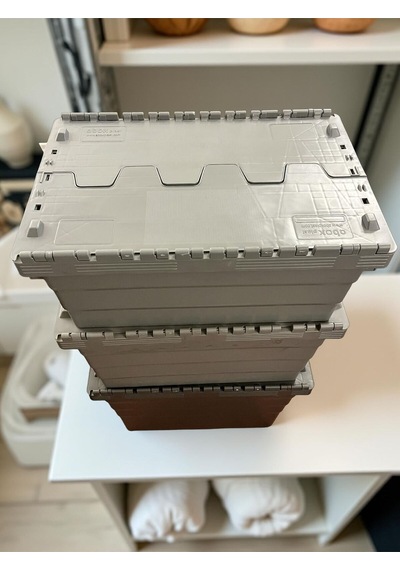 Konik Menteşe Kapaklı Plastik Kasa 400 600 250 Gri
