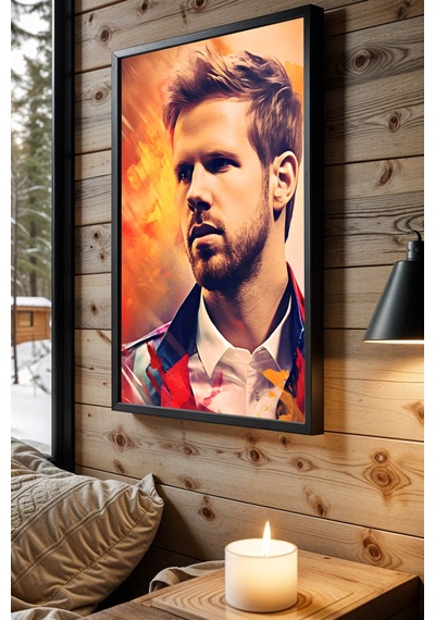 Sebastian Vettel Efsanevi F1 Portresi Çerçeveli Tablo - Lüks Modern Formula 1 Duvar Dekoru Siyah