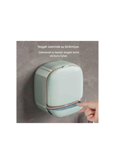 Buççin Online Mağaza Kapaklı Sabunluk Su Tutmayan Yapışkanlı Delmeden Montaj, Su Tahliyeli Banyo Sabun Kutusu 1 Adet Çok Renkli