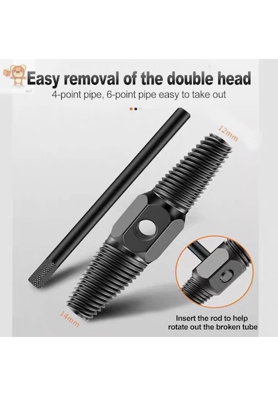 Ters Dişli Kılavuz Boru Sökme Aparatı 1/2" Ve 3/4" Hasarlı, Paslı Boru & Kırık Vida Çıkar
