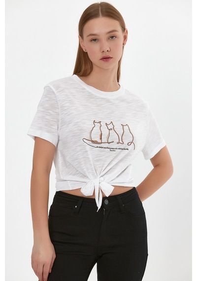 Alexandergardı Baskılı Bağcıklı T-shirt B22-24300 001