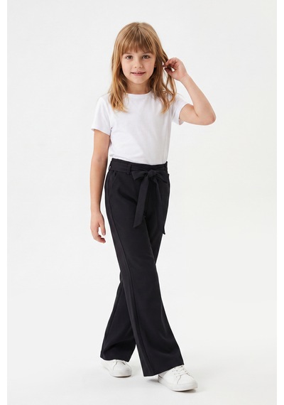 Joy Kids Kız Çocuk Bağlamalı Kumaş Pantolon 9-14yaş Siyah