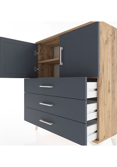 Arges Şifonyer 2 Raflı 3 Çekmeceli 2 Kapaklı 88x30x106 Çam-an... Çam