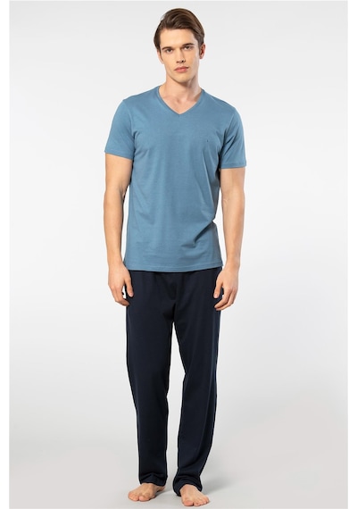 Cacharel 2192 Erkek Kısa Kollu V Yaka Pijama Takımı-indigo İndigo