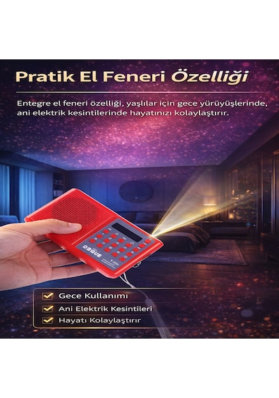 Deprem Radyosu Bluetoothlu Şarjlı Acil Durum Radyosu 18650 Pilli Fm/usb/tf Kart Destekli Taşınabilir Radyo Type-c Şarj Led Fenerli Y-096