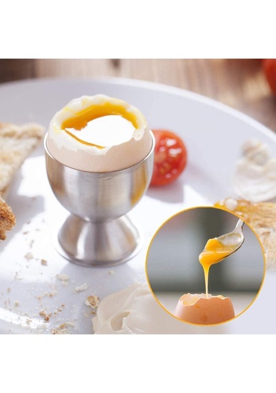 Reyo Paslanmaz Çelik 6'lı Kadeh Yumurtalık, Metal Haşlanmış Yumurta Standı, Kahvaltılık Sunum Kabı