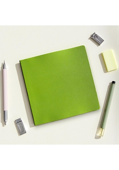 Defter, Noktalı Not Defteri Pu Deri Not Defteri 16,5x16,5 Cm, 96 Yaprak 192 Sayfa , 90 Gr Ivory Kağıt, Esnek Kapak, Ofis Ve Kırtasiye Fıstık Yeşili