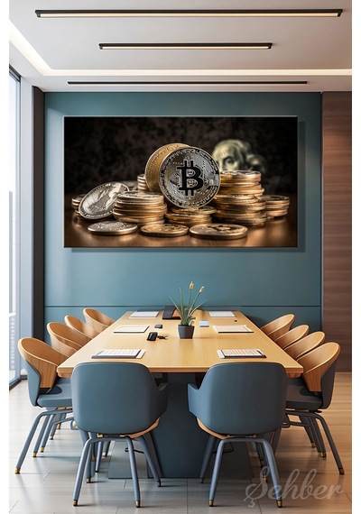Yatay Kanvas Tablo Tekli Ofis Broker Bankacılık Yatırım Kripto Para Bitcoin Borsa Forex 2912
