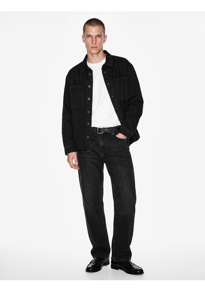 Koton Normal Bel Cepli Pamuklu Vintage Straight Fit Jean Pantolon Siyah 7wam40386nd