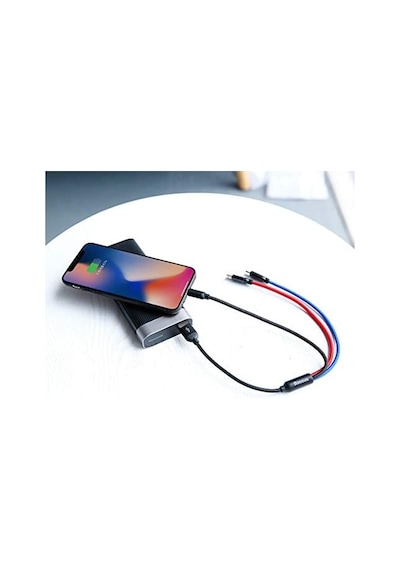 3 İn 1, Lightning İçin Şarj & Data Aktarım, Micro Usb & Usb-c İçin Şarj Kablosu, 0.3 Metre, Siyah