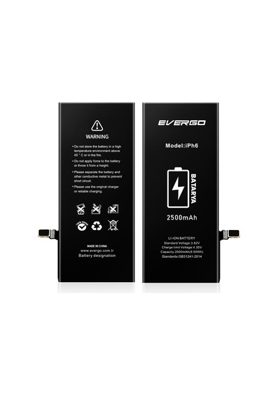 Apple Uyumlu iPhone 6  Güçlendirilmiş Batarya Pil 2500 Mah evergo
