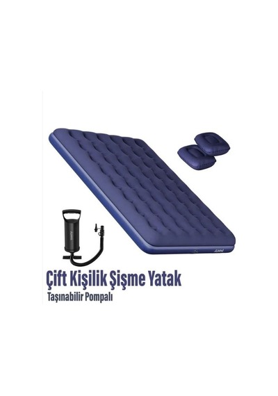 Çift Kişilik Şişme Yatak - 2 Yastık Ve El Pompası Hediyeli Çok Renkli