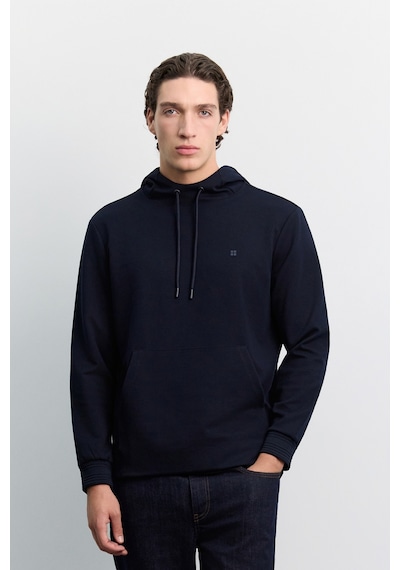 Avva Erkek Lacivert Kapüşonlu Kolay Ütülenebilir İnterlok Regular Fit Sweatshirt B001034