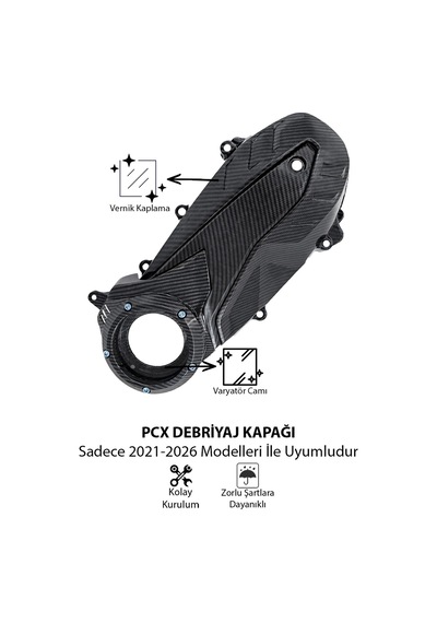 Honda Pcx Uyumlu Camlı Karbon Debriyaj Kapağı