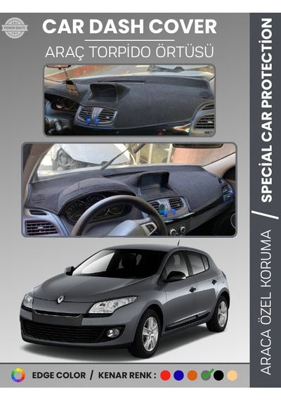 Renault Megane 3 Navigasyonlu Buyuk Ekranlı 2008-2015 Torpido Örtüsü Ön Göğüs Torpido Koruma - 538 Stiloto