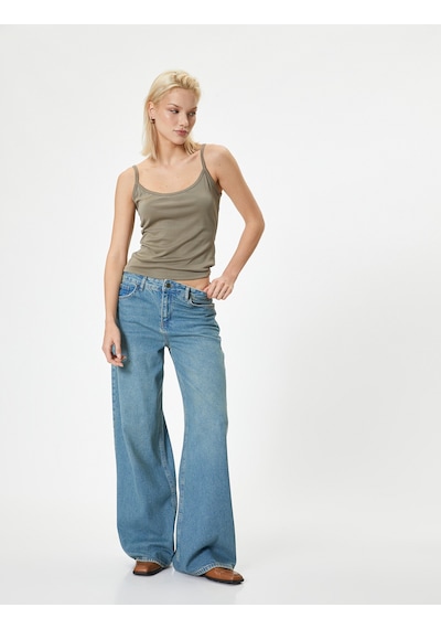 Koton Askılı Atlet Modal Kumaş Slim Fit Haki 4sak10618ek Haki
