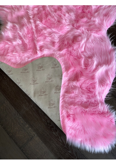 A Post Pembe Yumuşak Dokulu Peluş Halı Tek Kafa Post