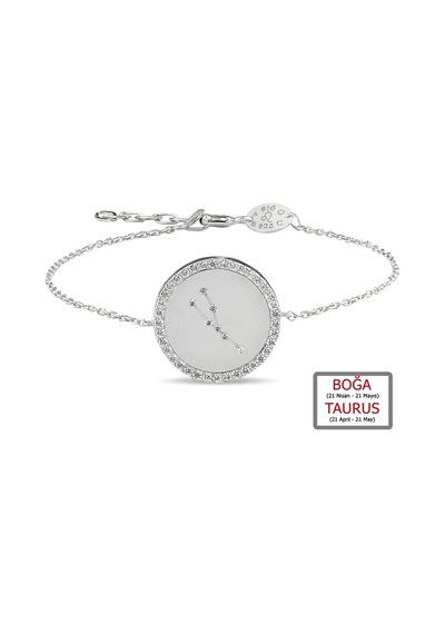 Kuyumcudukkanı Zirkontaşlı"boğa Burcu"bileklik-50283-taurus-w Beyaz