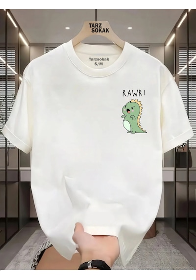 Startmore Unisex Dino Raw 2 T-shirt Beyaz