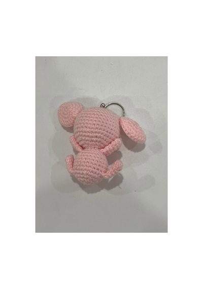 Amigurumi El Örgüsü Fil Anahtarlık Açık Pembe Açık Pembe