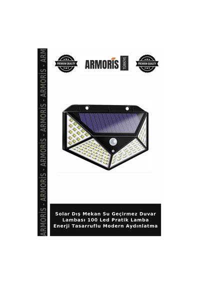 Solar Dış Mekan Su Geçirmez Duvar Lambası 100 Led Pratik Lamba Enerji Tasarruflu Modern Aydınlatma