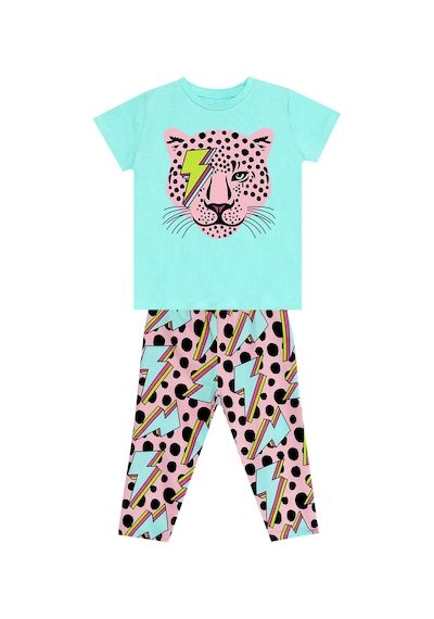 Denokids Şimsek Aslan Kız Çocuk Yazlık T-shirt Tayt Takım