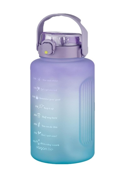 Vagonlife Mega Büyük Boy 2500ml 2.5litre Pipetli/pipetsiz Kullanım Çift Renk Motivasyon Matarası Genel