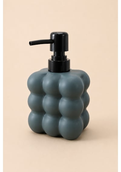 Modern Bubble Sıvı Sabunluk 400 Ml Siyah Pompalı Kabarcık Desenli Banyo Ve Mutfak Tezgâh Üstü Dispenser - 15 Cm X 9 Cm X 6,5 Cm Füme