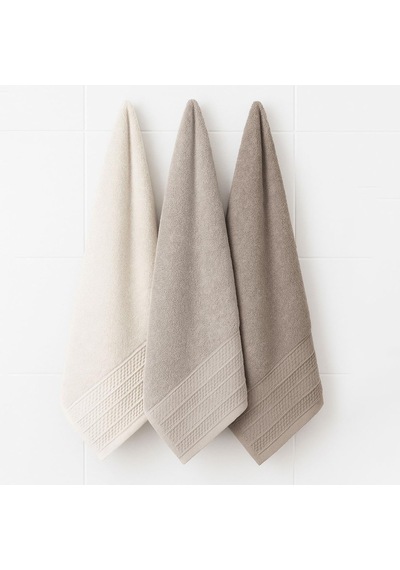 Softure 3 Lü El Yüz Ve Saç Havlusu, Günlük Kullanım, 50x90 Cm, Yumuşak, Dayanıklı, Hızlı Kuruya Bej Set