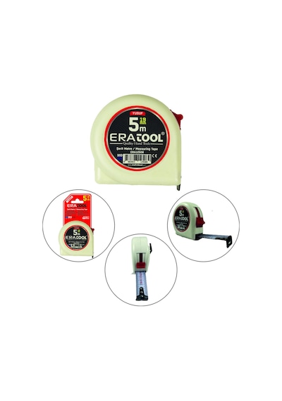 Eratool Era12508 5 Metre 19mm Beyaz Şerit Metre