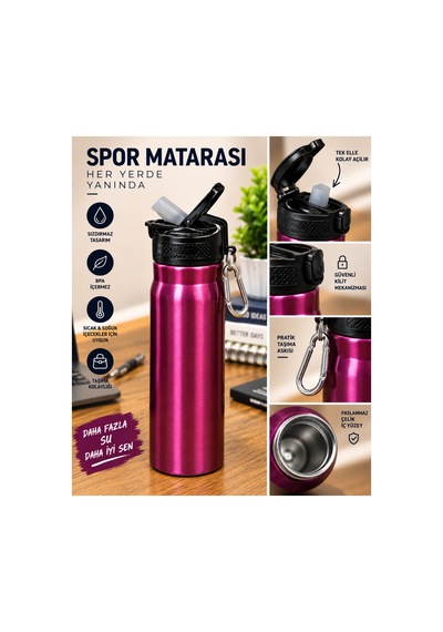 -12 500 Ml Çelik Matara Şah-2850 Pembe