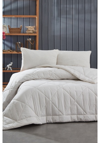 Komfort Home Tek Kişilik %100 Pamuk Kumaş Yorgan / Beyaz