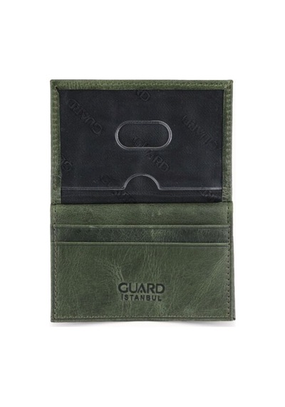 Guard Leather Guard Antik Yeşil Deri Kartlık Çok Renkli
