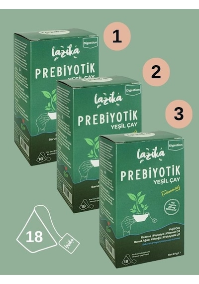 3'lü Set Avantajlı Prebiyotik Yeşil Çay Seti 3 18 Adet