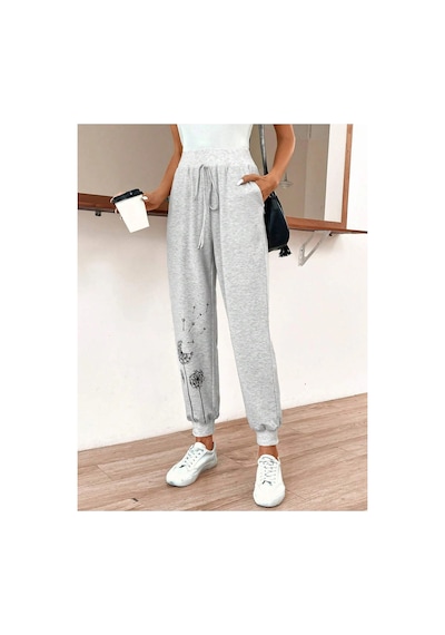 Tarzsokak Lune Dandelion Print Knot Front 4 Mevsim Eşofman Gri